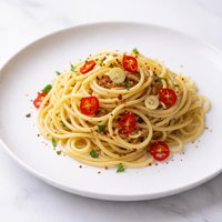 Spaghetti Aglio Olio E Peperoncino Garlic Oil Peppers