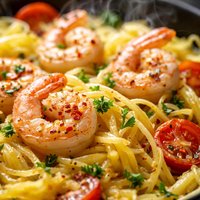 Spaghetti Squash Sauteed with Shrimp