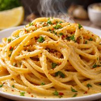 Spaghetti with Cheesy Tahini Sauce