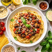 Spaghetti with Eggplant Aubergine Sauce
