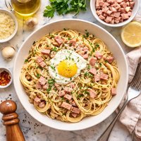 Spaghetti with Ham and Eggs