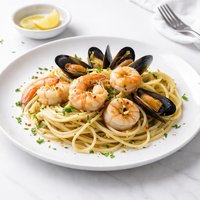 Spaghetti with Mussels Scallops and Shrimp