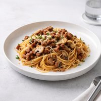 Spaghetti with Sausage Mushroom Sauce