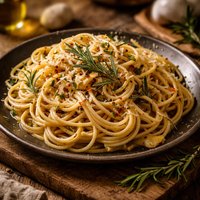 Spaghetti with Truffle Oil Garlic and Rosemary