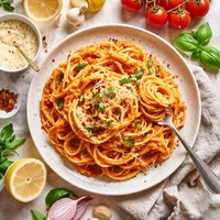 Spaghettini with Tomato Vodka Sauce