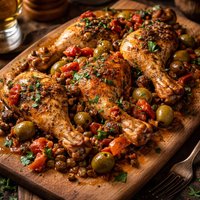 Spanish Chicken Legs and Thighs with Olives and Capers
