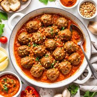 Spanish Meatballs with Romesco Sauce