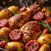 Spanish Roast Chicken Chorizo and Potatoes