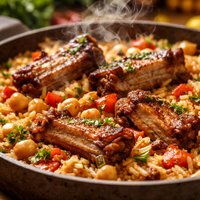Spareribs Rice and Chickpea Casserole