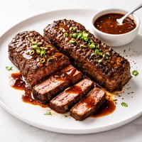 Spice Crusted New York Strip Steaks with Mesa Grill Steak Sauce