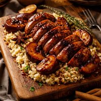 Spiced Balsamic Duck with Plums and Couscous