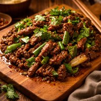 Spiced Beef Stir Fry with Scallions and Cilantro