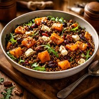 Spiced Butternut Squash Lentil and Goat Cheese Salad