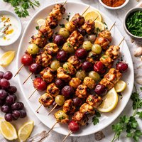 Spiced Chicken and Grape Skewers