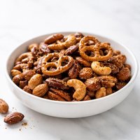 Spiced Glazed Nuts and Pretzel Mix
