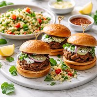 Spiced Mini Burgers with Couscous Salad