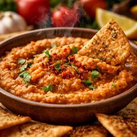 Spiced Red Lentil Dip with Pita Crisps