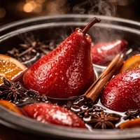 Spiced Red Pears in Wine Crock Pot
