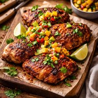 Spiced Rum Sugar Chicken with Mango Mojito Salsa