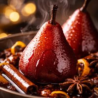 Spiced Wine Poached Pears