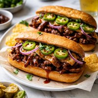 Spicy Barbecued Roast Beef Sandwiches