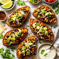 Spicy Beans on Baked Sweet Potato