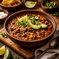 Spicy Black Bean and Rice Soup