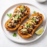 Spicy Black Bean Stuffed Butternut Squash