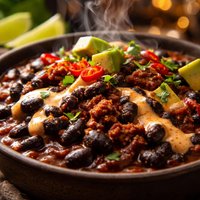 Spicy Black Beans with Chorizo and Chipotle Cream
