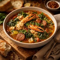 Spicy Cajun Crab and Greens Soup