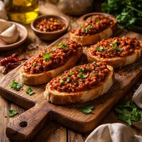 Spicy Cayenne Toasts with Sun Dried Tomato Spread