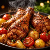 Spicy Chicken Legs with Tomatoes Potatoes