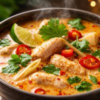 Spicy Chicken Soup with Hints of Lemongrass and Coconut Milk