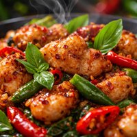 Spicy Chicken with Peppers and Basil