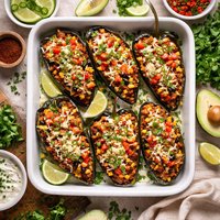 Spicy Chorizo Stuffed Poblano Peppers with Cheese
