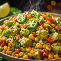 Spicy Corn Salad with Avocado Dressing