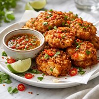 Spicy Crab and Prawn Fritters with Chilli Lime Dipping Sauce