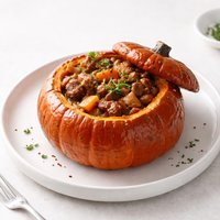 Spicy Fall Stew Baked in a Pumpkin