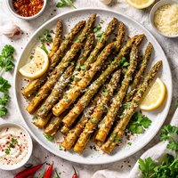 Spicy Fried Asparagus Stalks