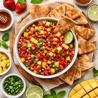 Spicy Fruit Salsa with Cinnamon Sugar Pita Chips