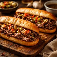 Spicy Garlic Italian Beef Sandwiches
