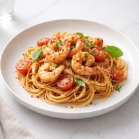 Spicy Garlic Shrimp and Tomato Spaghetti
