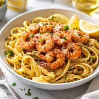 Spicy Garlic Shrimp with Fettuccine
