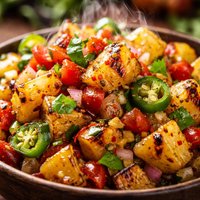Spicy Grilled Pineapple Salsa with Ginger and Jalapenos