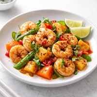 Spicy Hawaiian Papaya Shrimp Stir Fry