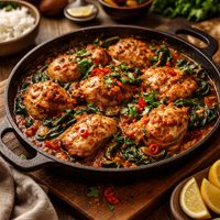 Spicy Hot African Chicken with Spinach