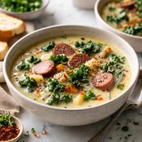 Spicy Kale Chowder with Andouille Sausage