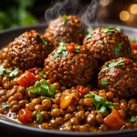 Spicy Lamb Meatballs and Lentils