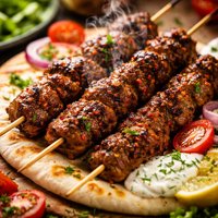 Spicy Lamb Shish Kebabs with Greek Pita Bread
