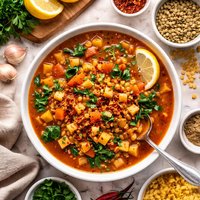 Spicy Lentil and Pasta Soup